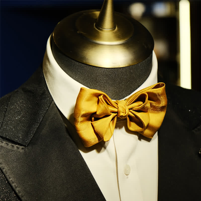 Men's Golden Life Unique Shaped Oversized Pointed Bow Tie - Image 5