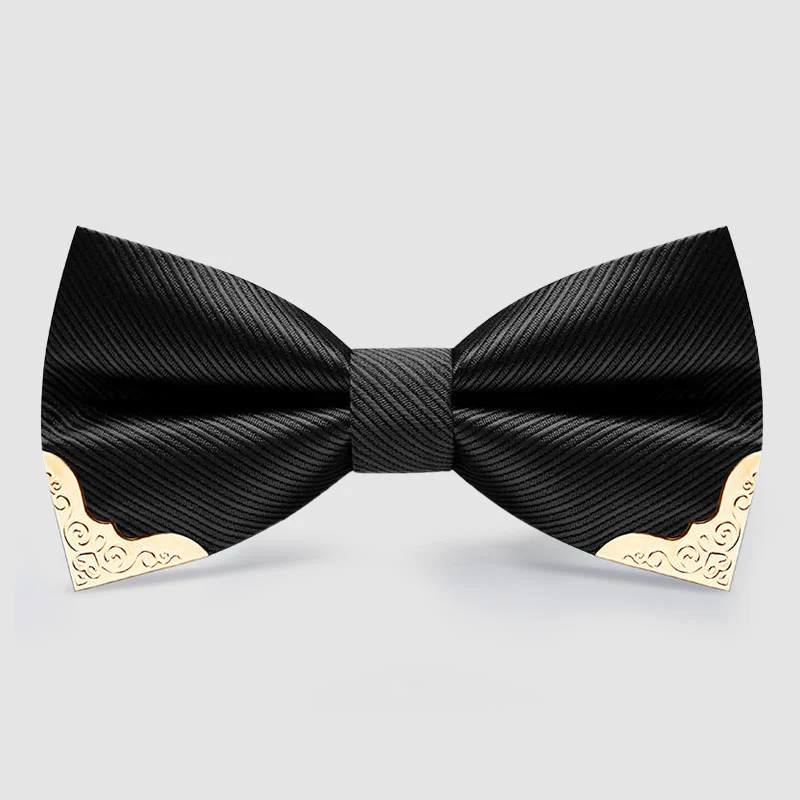 Men's Golden Metal Tipped Twilled Bow Tie