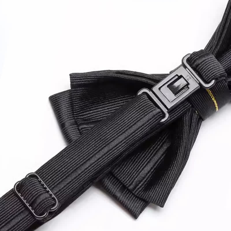 Men's Golden Thread Decor Double Layered Bow Tie - Image 5