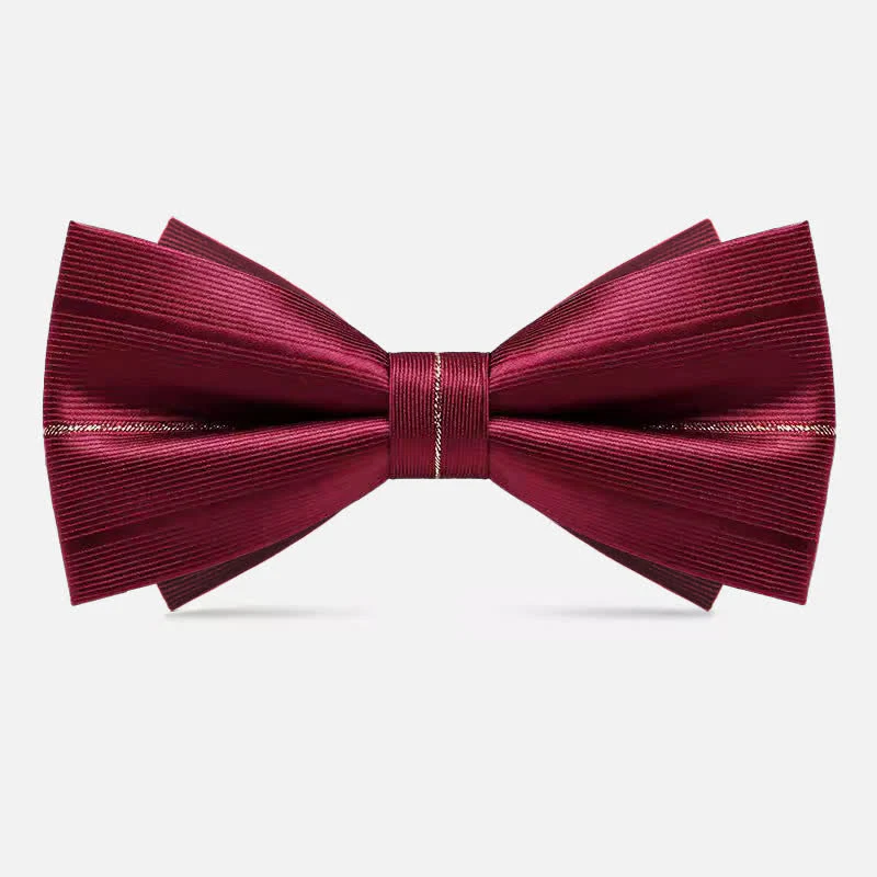 Men's Golden Thread Decor Double Layered Bow Tie - Image 6