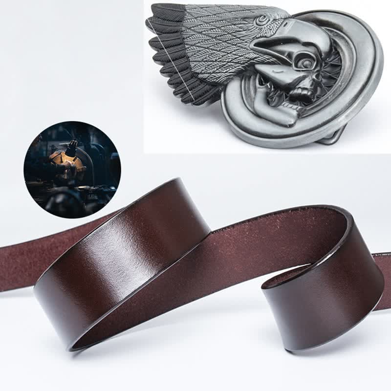 Men's Gothic Eagle Skull Leather Belt - Image 4