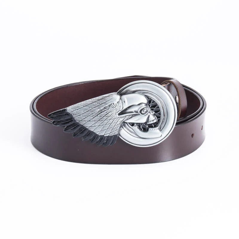 Men's Gothic Eagle Skull Leather Belt - Image 7