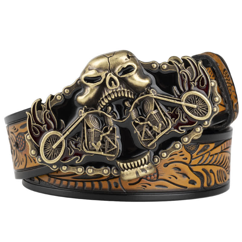 Men's Gothic Motorcycle Ghost Head Leather Belt - Image 5