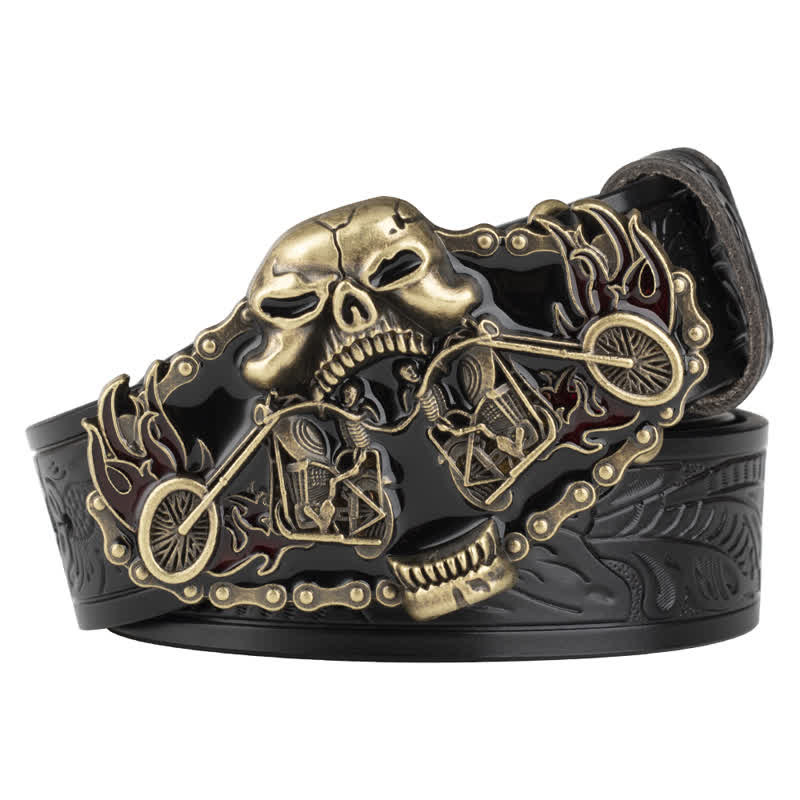Men's Gothic Motorcycle Ghost Head Leather Belt - Image 6