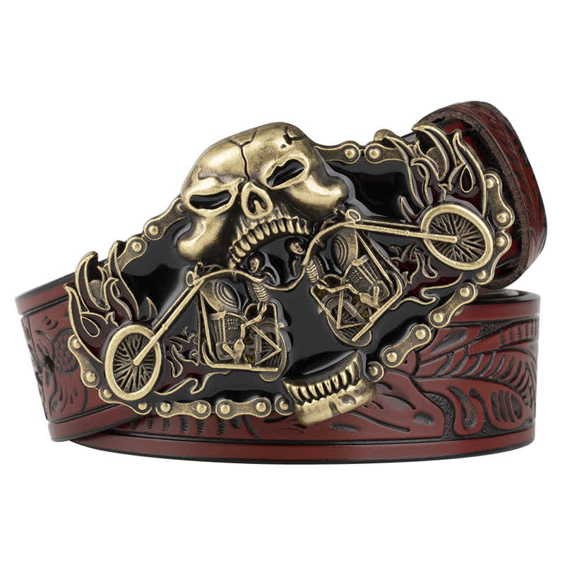 Men's Gothic Motorcycle Ghost Head Leather Belt - Image 8