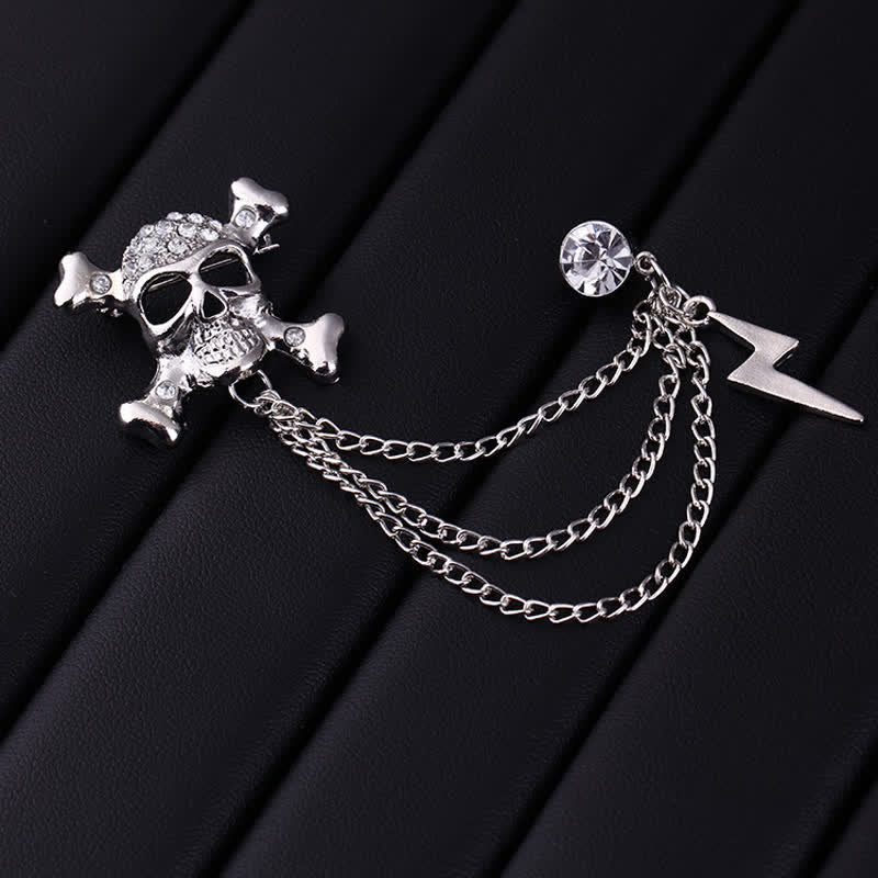 Men's Gothic Skull Lightning Chain Brooch - Image 3