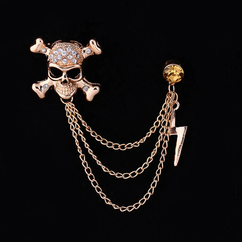 Men's Gothic Skull Lightning Chain Brooch - Image 5