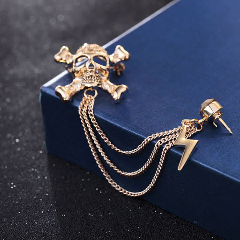 Men's Gothic Skull Lightning Chain Brooch - Image 6