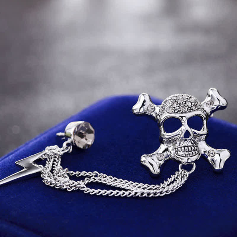 Men's Gothic Skull Lightning Chain Brooch - Image 7