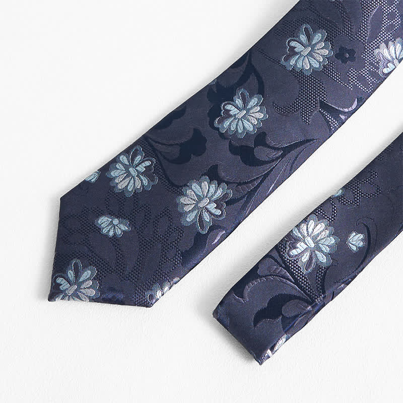 Men's Graceful Little Daisy Floral Printed Design Necktie - Image 3