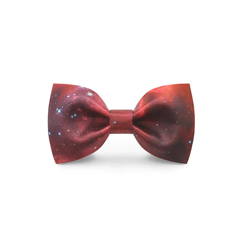 Men's Graceful Red Wave Floral Printed Bow Tie - Image 7