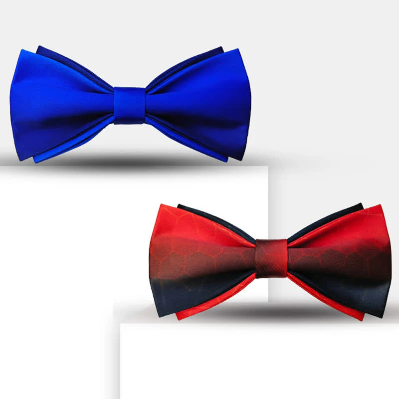 Men's Gradient Colors Double Layers Groom Bow Tie - Image 6