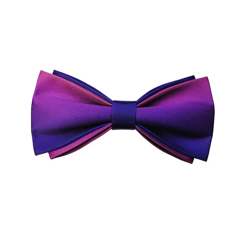 Men's Gradient Colors Double Layers Groom Bow Tie - Image 8