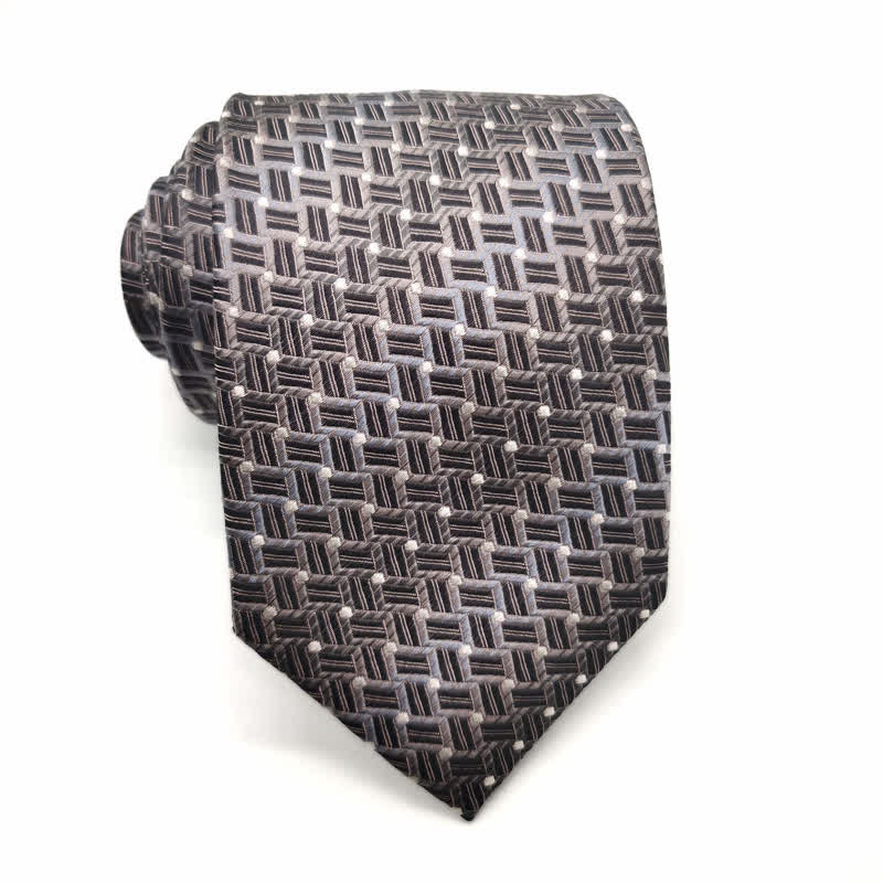Men's Graduated Weave Pattern Pure Silk Necktie - Image 4