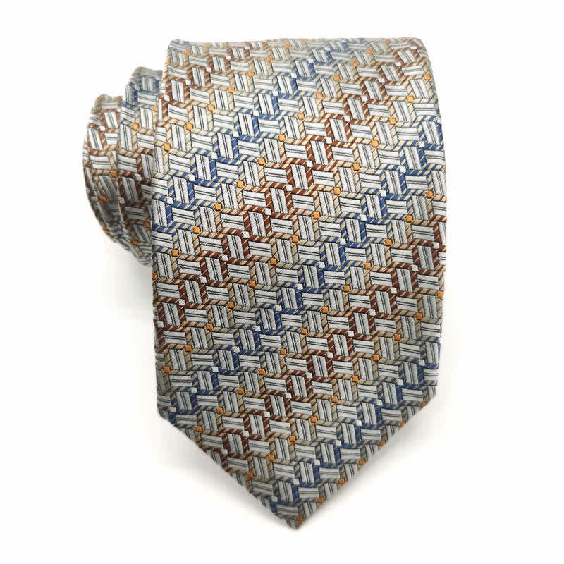 Men's Graduated Weave Pattern Pure Silk Necktie - Image 7