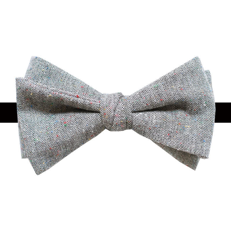 Men's Gray Palette Colorful Dots Linen Bow Tie - Image 13