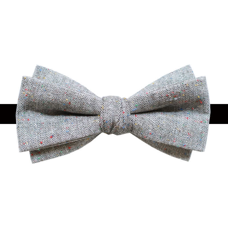 Men's Gray Palette Colorful Dots Linen Bow Tie - Image 7