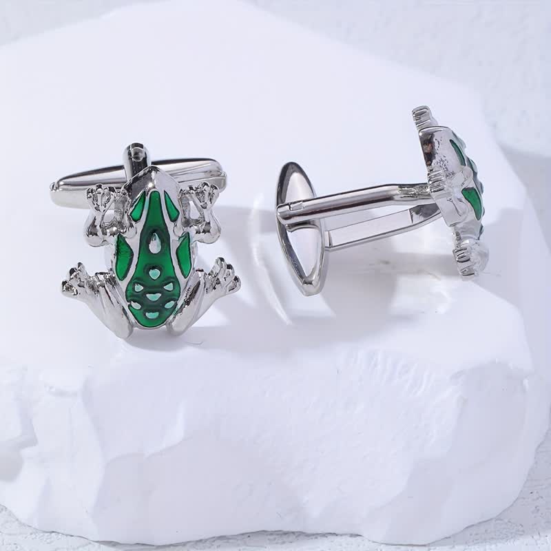 Men's Green Enamel Tree Frog Cufflinks - Image 4