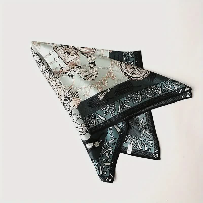 Men's Greenery Vintage Style Thin Long Silk Scarf - Image 3
