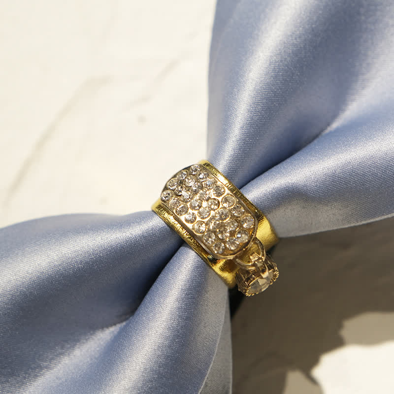 Men's Haze Blue Rhinestone Gold Decor Bow Tie - Image 3