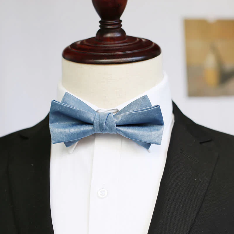 Men's Haze Blue Solid Color Fresh Bow Tie - Image 11