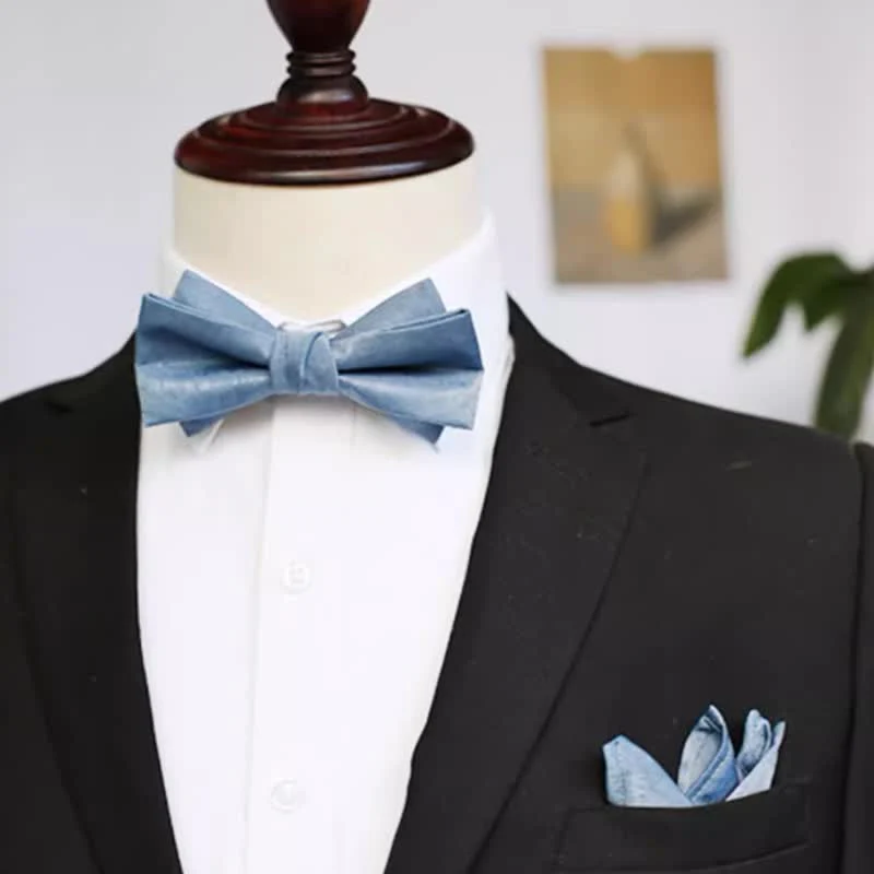 Men's Haze Blue Solid Color Fresh Bow Tie - Image 12