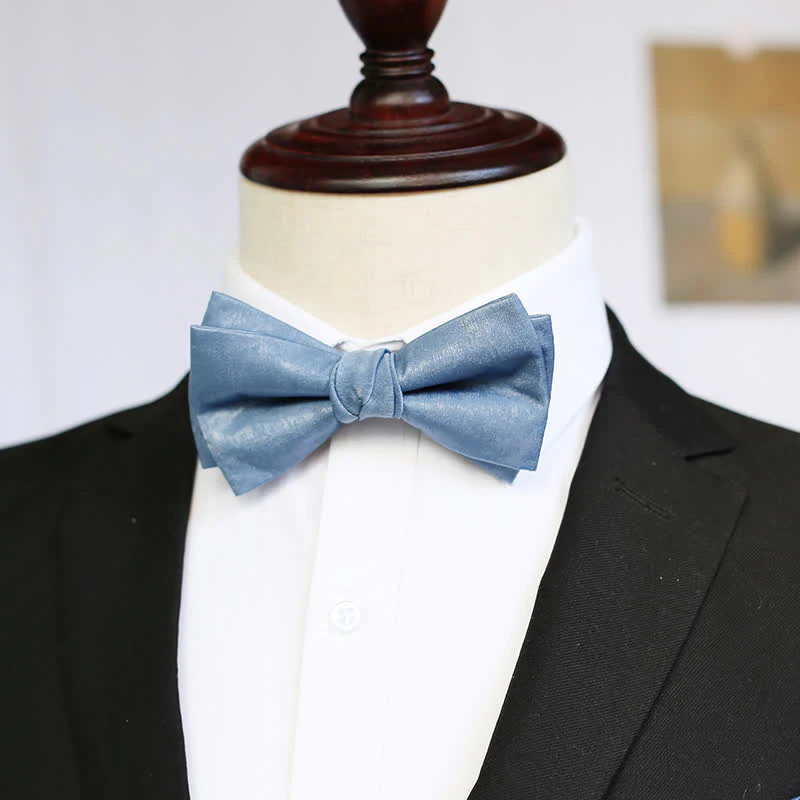 Men's Haze Blue Solid Color Fresh Bow Tie - Image 13