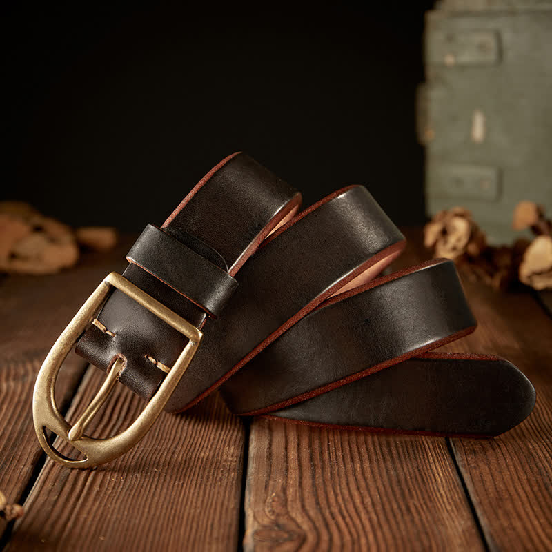 Men's Heavy Duty Copper Buckle Leather Belt - Image 3