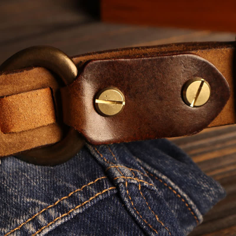 Men's Heavy Duty Retro Hook Buckle Cavalry Leather Belt - Image 4