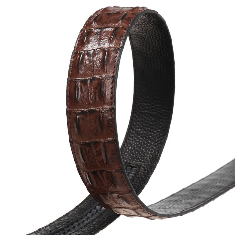 Men's Hollow Automatic Buckle Crocodile Print Leather Belt - Image 2