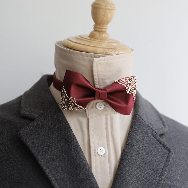 Men's Hollow Gold Metal Decor Bow Tie - Image 5