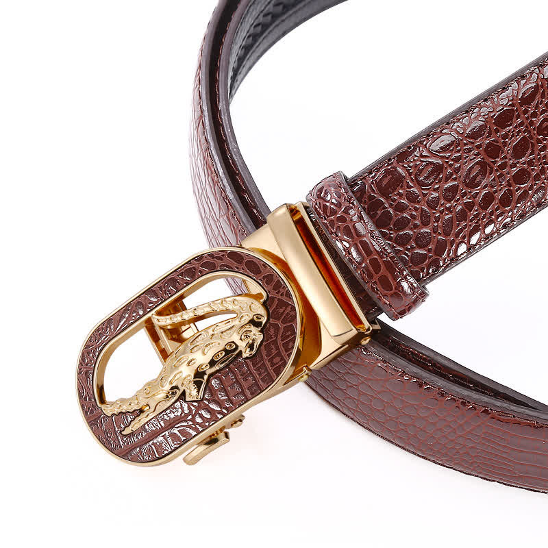 Men's Hollow Out Crocodile Automatic Buckle Leather Belt - Image 4