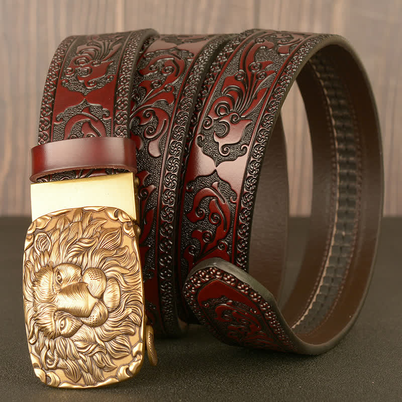 Men's Honor Male Lion Head Leather Belt - Image 2