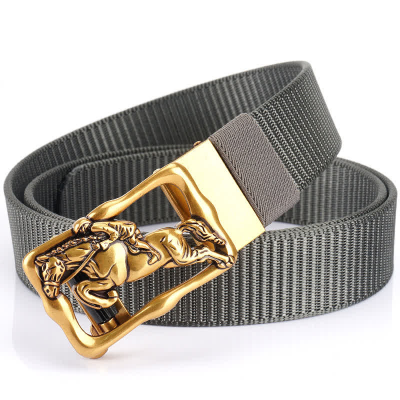 Men's Horse Riding Hollow Automatic Buckle Nylon Belt - Image 10