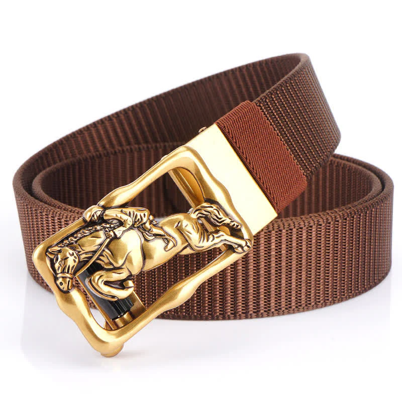 Men's Horse Riding Hollow Automatic Buckle Nylon Belt - Image 11