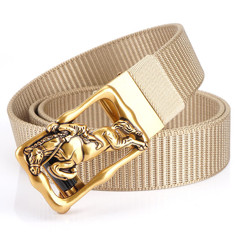 Men's Horse Riding Hollow Automatic Buckle Nylon Belt - Image 12