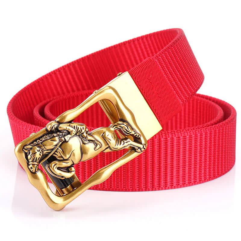 Men's Horse Riding Hollow Automatic Buckle Nylon Belt - Image 13