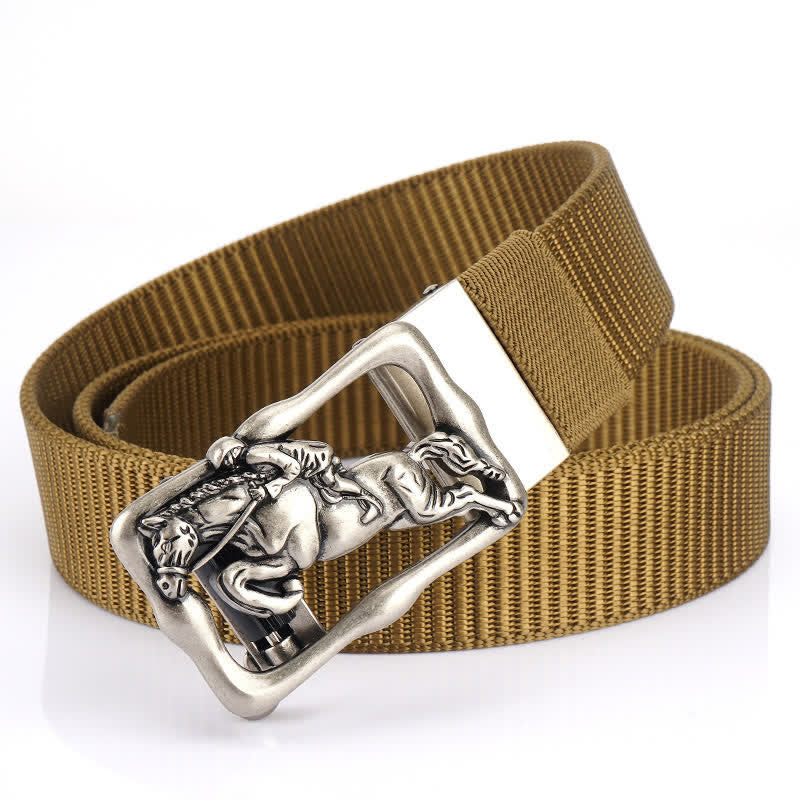 Men's Horse Riding Hollow Automatic Buckle Nylon Belt - Image 14