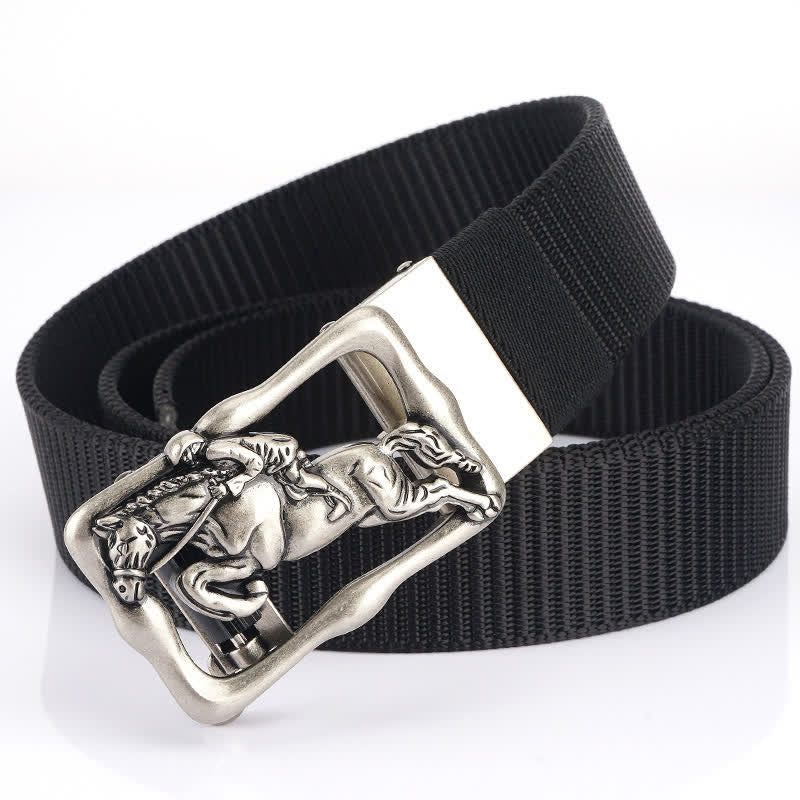 Men's Horse Riding Hollow Automatic Buckle Nylon Belt - Image 15