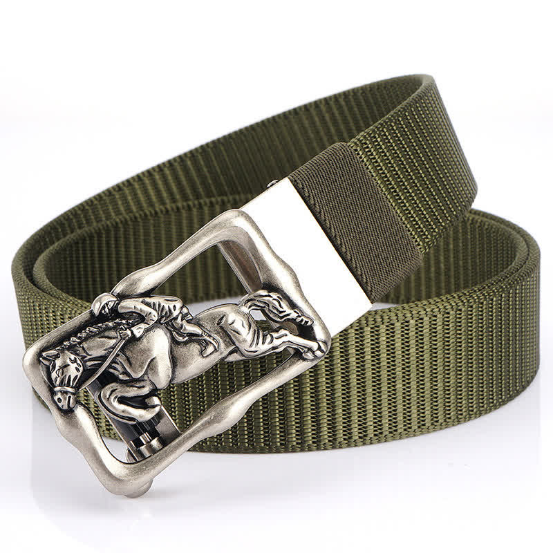 Men's Horse Riding Hollow Automatic Buckle Nylon Belt - Image 16