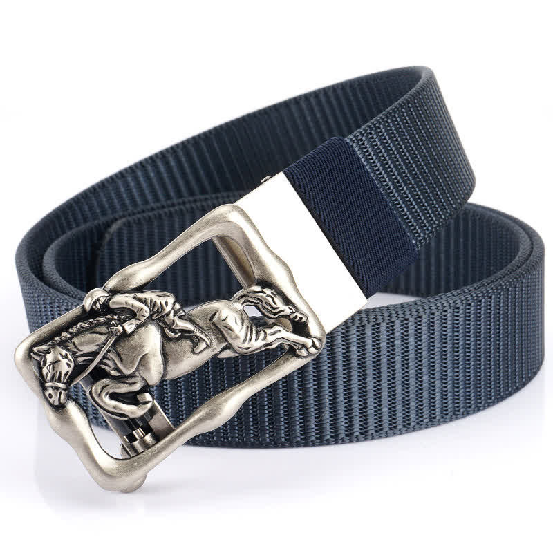 Men's Horse Riding Hollow Automatic Buckle Nylon Belt - Image 17