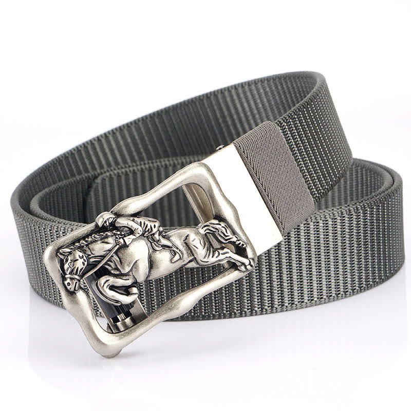 Men's Horse Riding Hollow Automatic Buckle Nylon Belt - Image 18