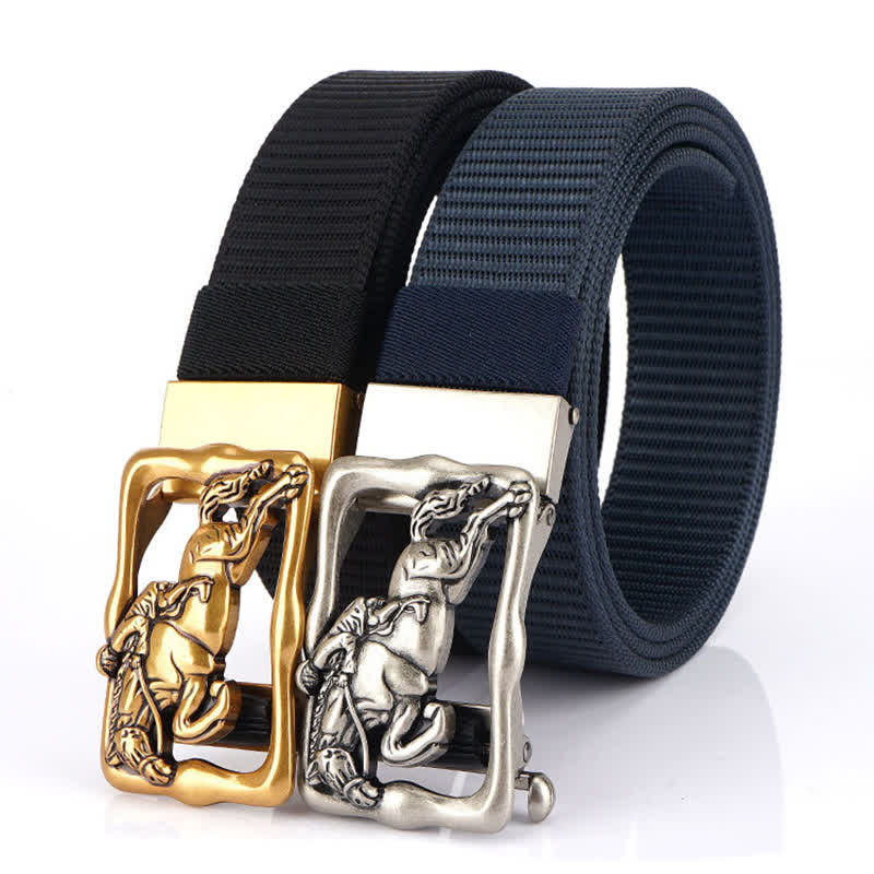 Men's Horse Riding Hollow Automatic Buckle Nylon Belt - Image 2