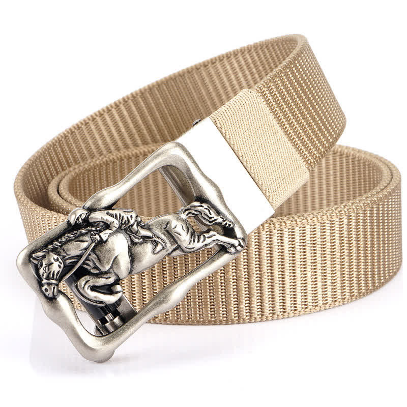 Men's Horse Riding Hollow Automatic Buckle Nylon Belt - Image 20
