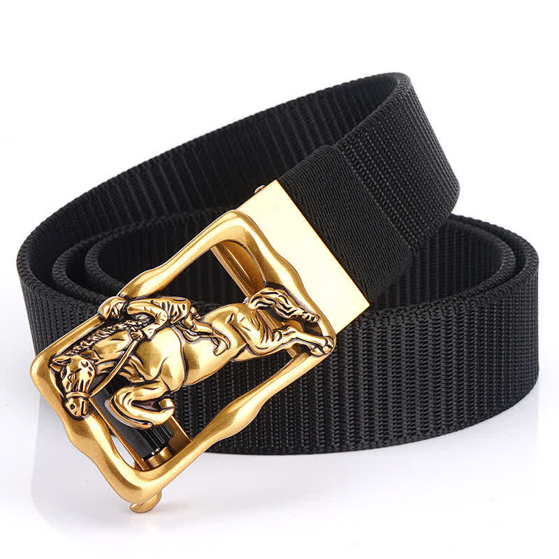 Men's Horse Riding Hollow Automatic Buckle Nylon Belt - Image 3