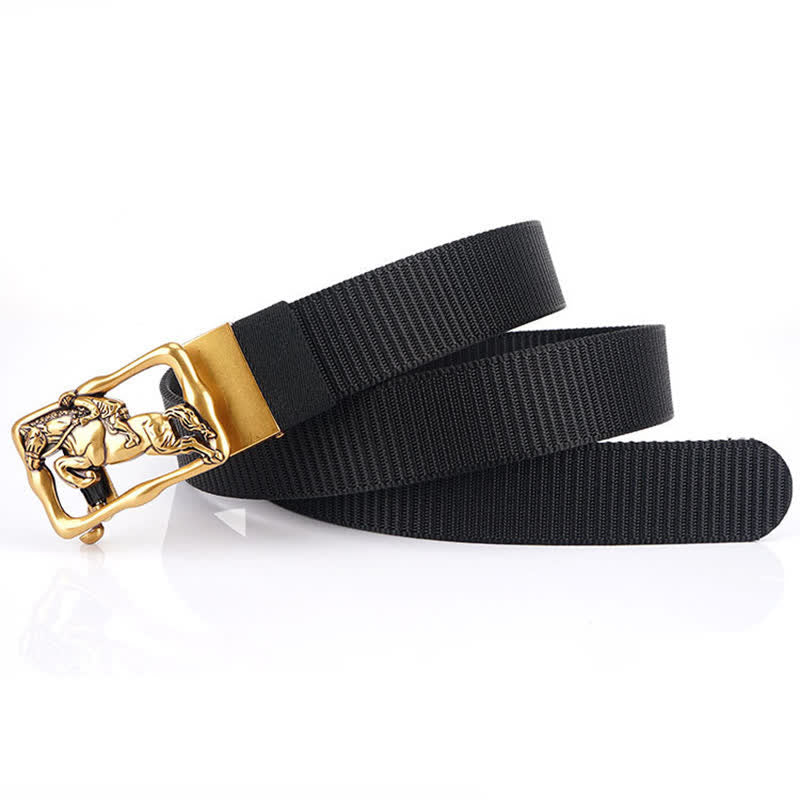 Men's Horse Riding Hollow Automatic Buckle Nylon Belt - Image 4