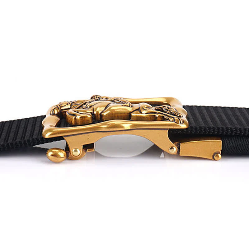 Men's Horse Riding Hollow Automatic Buckle Nylon Belt - Image 6