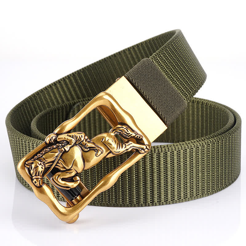 Men's Horse Riding Hollow Automatic Buckle Nylon Belt - Image 8