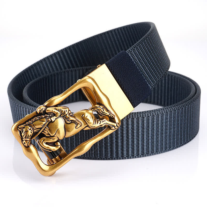 Men's Horse Riding Hollow Automatic Buckle Nylon Belt - Image 9