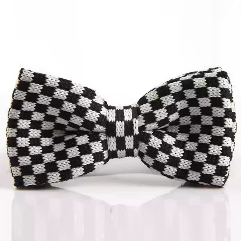 Men's Hound's Tooth Check Knitted Bow Tie - Image 2